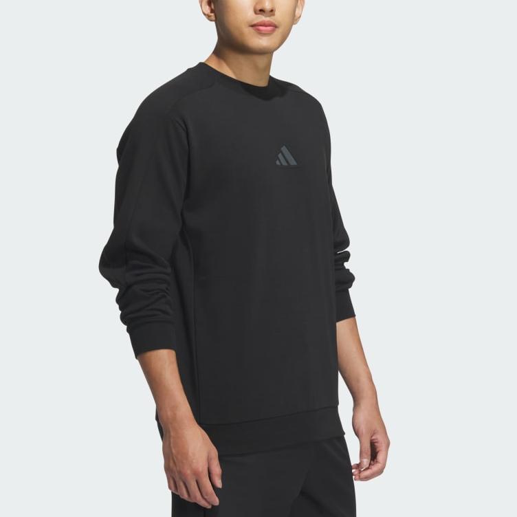 adidas Crew Neck Solid Color Sports Training Sweatshirt Men Sweatshirt Black JZ8420