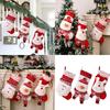 Set of 2 Christmas Stocking for Fireplaces Decoration Stylish Knitted Gifts Bag Santa/Snowman/Elk Hanging Ornament