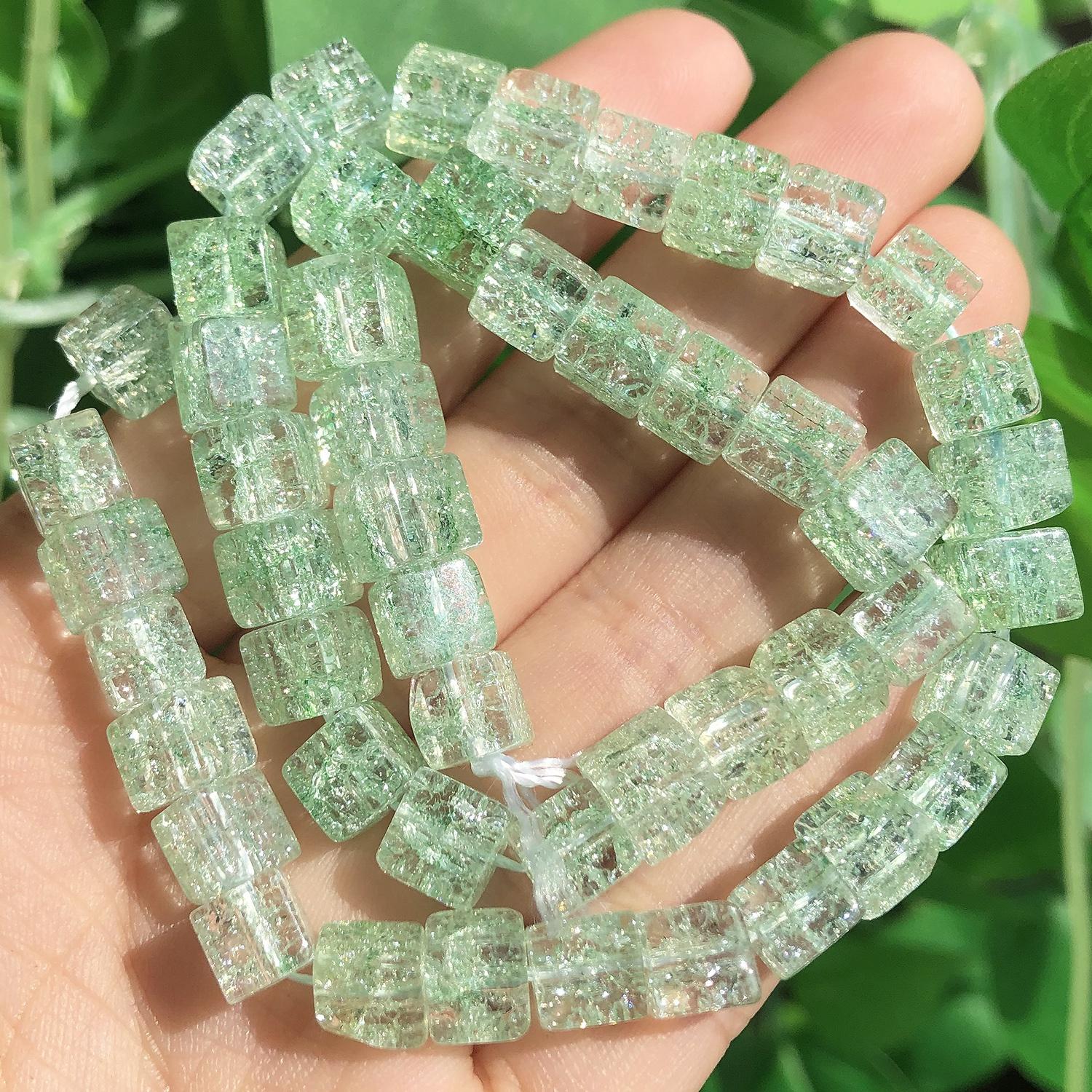 

8 ммx8 мм 1 шт. квадратные снежные треснувшие хрустальные бусины, разноцветные натуральные кубические свободные бусины для изготовления ювелирных изделий, браслет, ожерелье, аксессуары 8mm (approx 58pcs) зелёный