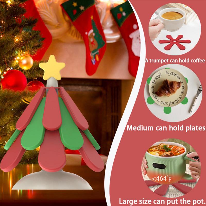 Multifunctional Silicone Mat Insulation Mat Christmas Tree Insulation Mat with Suction Cup Kitchen Cooking Gadgets