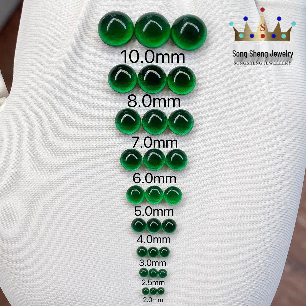 Synthetic Green Nano Faceted Tsavorite Cabochon Gemstone for Jewelry 2.0mm Round