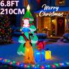 6.8FT LED Inflatable Xmas Yard Decor Santa Climbing Tree with Dog Gift Boxes Christma Decoration Supplies Home Ornament Toy Gift