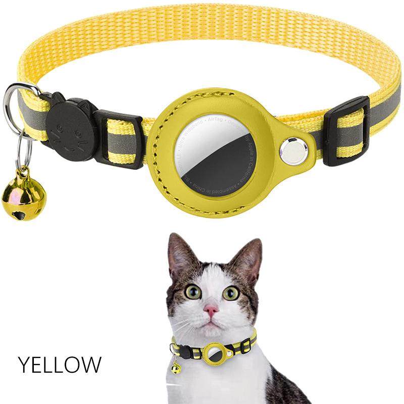 Cat Collar Breakaway With Airtag Holder - Adjustable Reflective AirTag Cat Collar With Bell Integrated Kitten Collar GPS Cat