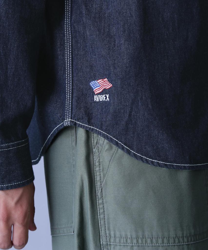 AVIREX BASIC LIGHT DENIM L/S SHIRT M 367 Indigo