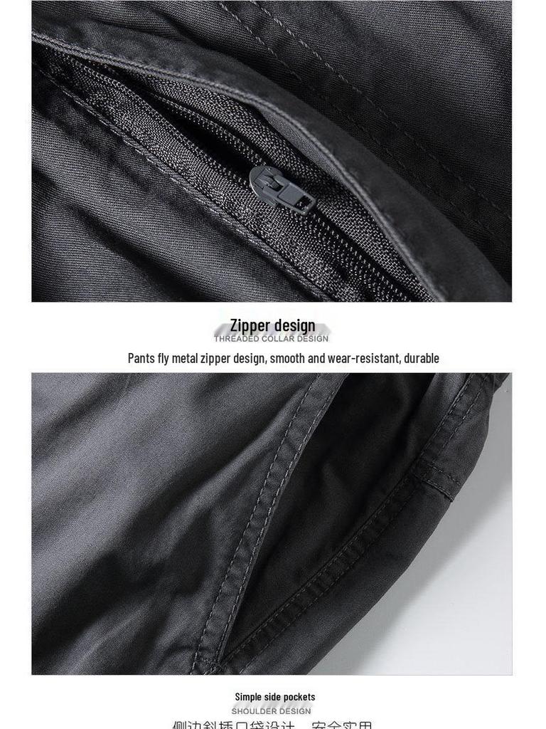 Men's Large Loose-Fit Summer Cotton Overalls - Casual Mid-Length Shorts