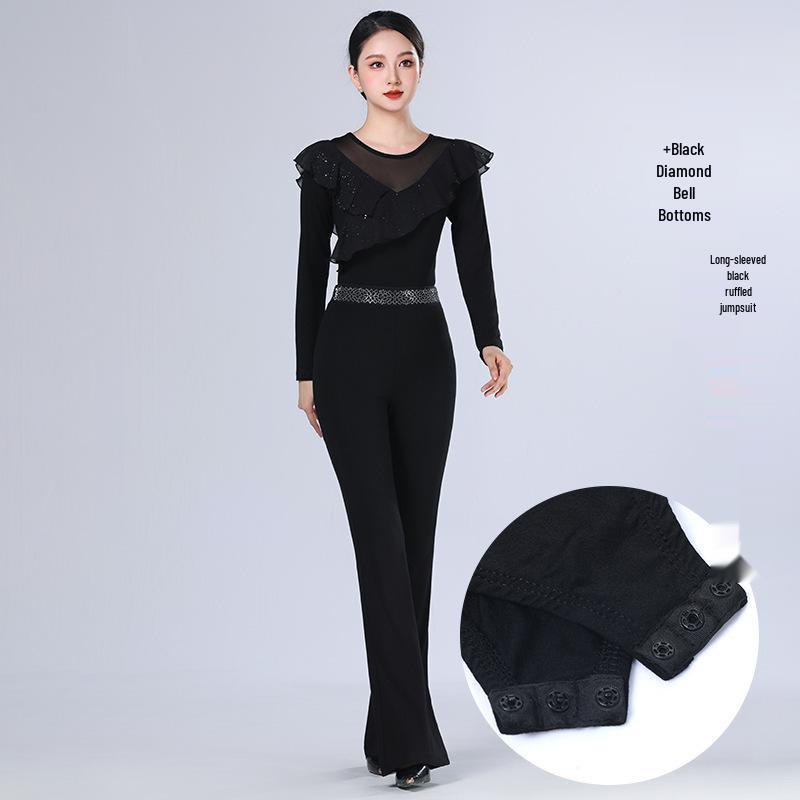 2026 Women's Sequin Ruffle Leotard - High-End Spring/Summer Figure Training & Etiquette Outfit