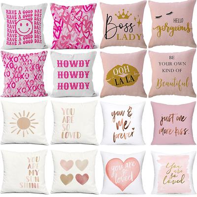 New Letters Love Print Pillowcase Linen Peach Leather Velvet Sofa Living Room Bedroom Cushion Cover