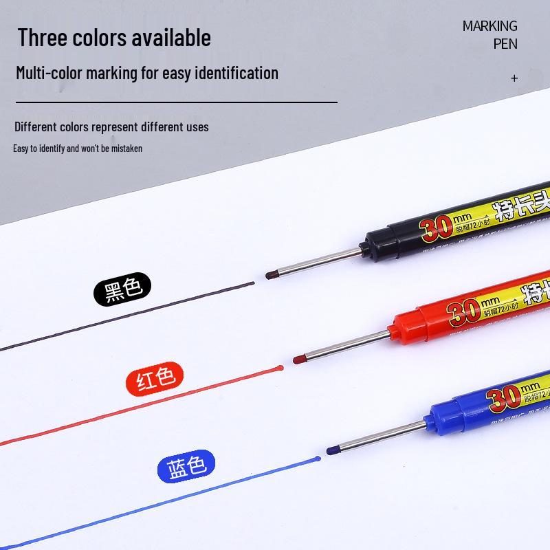 Refillable Waterproof Long-Tip 30MM Woodworking Marker Pen with Deep-Hole Non-Fading Ink