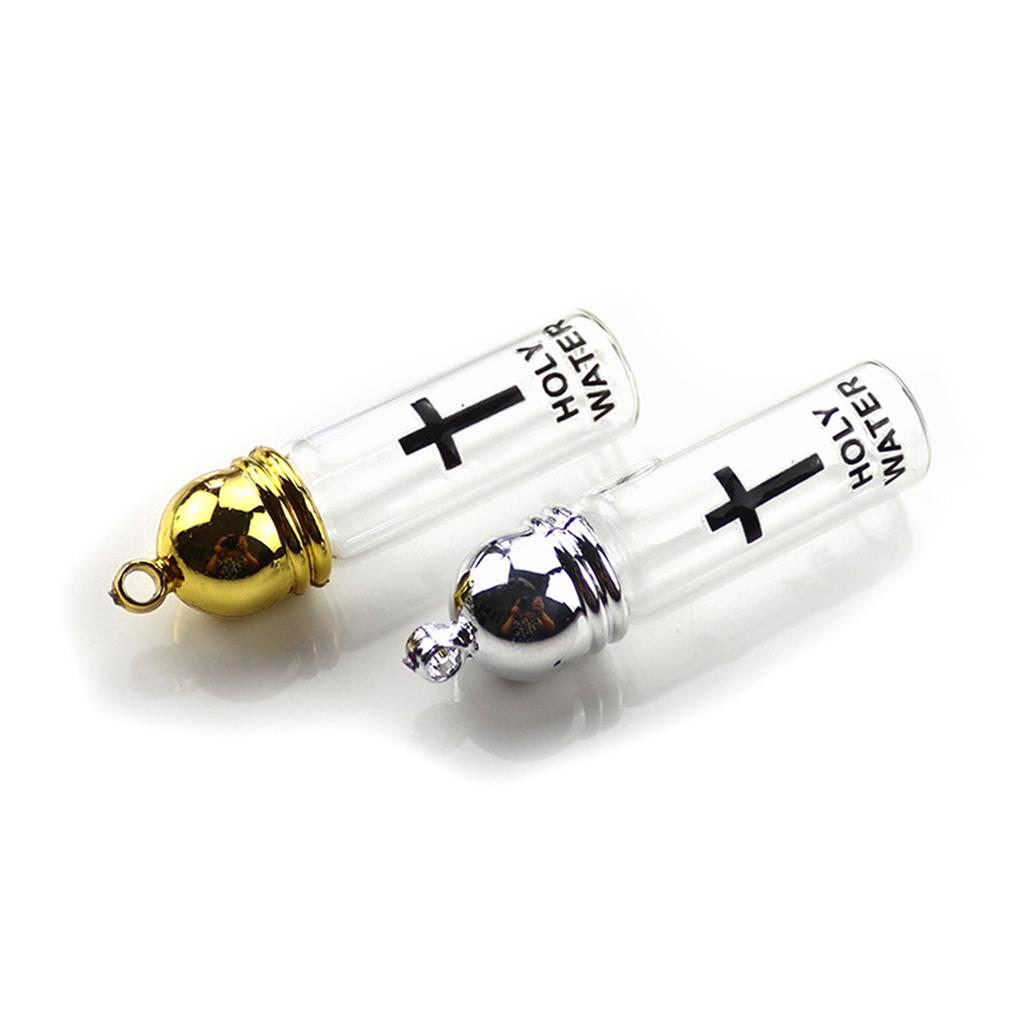 Elegant Holy Water Bottle Glass Holy Water Container Featuring Silver/Gold Color Lid For Spiritual Rituals Collectors