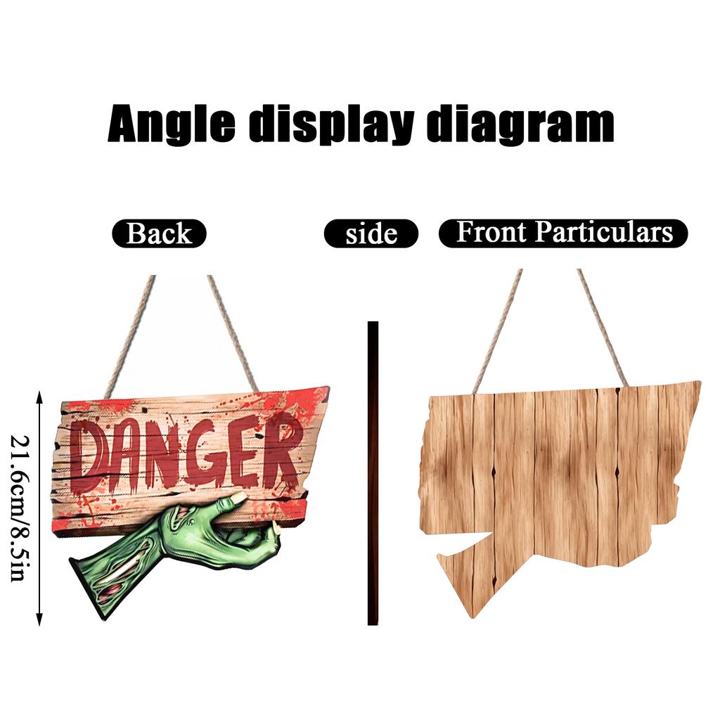 Wooden Halloween Hanging Sign for Party House Garden Yard Decoration