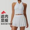 Womens Tennis Set Slim Fit Stretch Quick Dry Tank Top Skirt Anti-Slip Running Yoga Sportswear