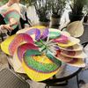 Bamboo Palm Leaf Fan Handmade Heart Shaped Fan Photography Props Hand-woven Fan  Outdoor Activities