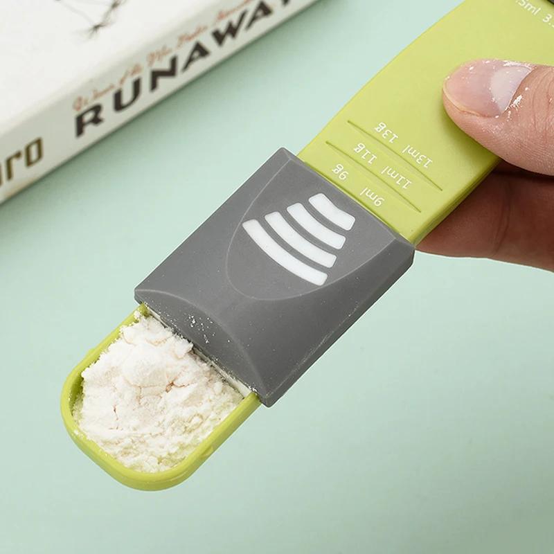 Adjustable Measuring Spoon Kitchen Measuring Spoon with Scale Double End Sugar Powder Measuring Spoon Grams for Baking Cooking