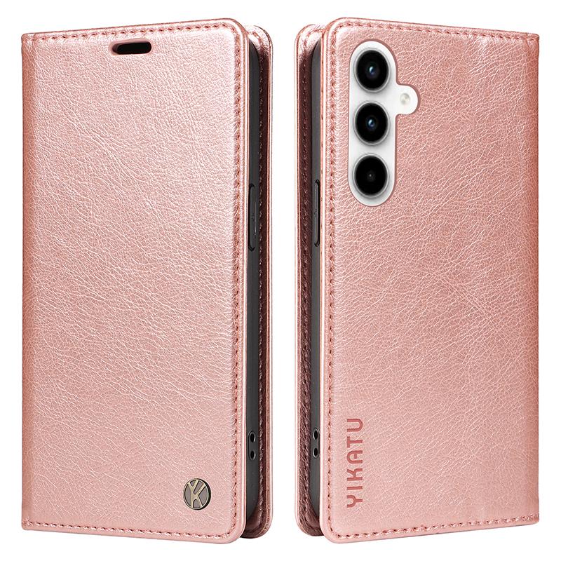 

YIKATU YK-006 For Samsung Galaxy A35 5G Cell Phone Case Drop Resistant PU Leather+TPU Wallet Cover Rose Gold