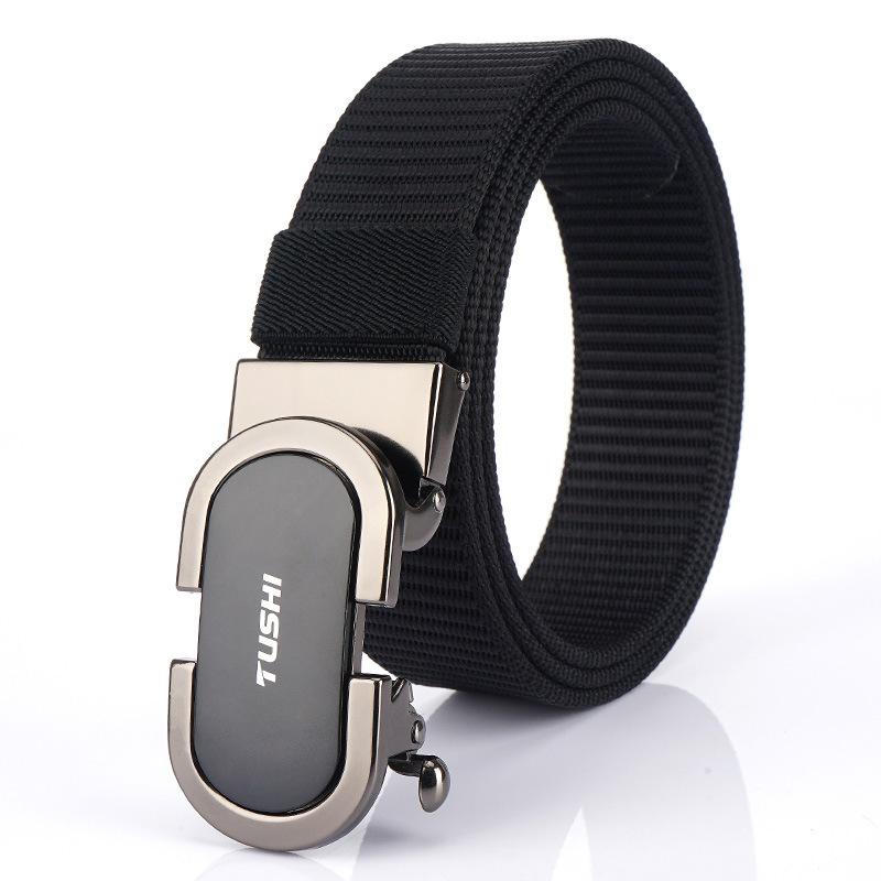 

Новый мужской ремень для поездок на работу с автоматической пряжкой из нейлона, универсальный двухслойный толстый ремень для отдыха на природе 120cm