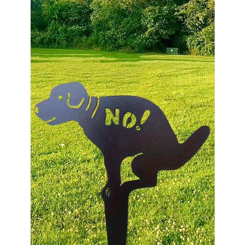 Puppy Iron Art Garden Stake, Outdoor Solid Color Lawn Ornament, Easy Install