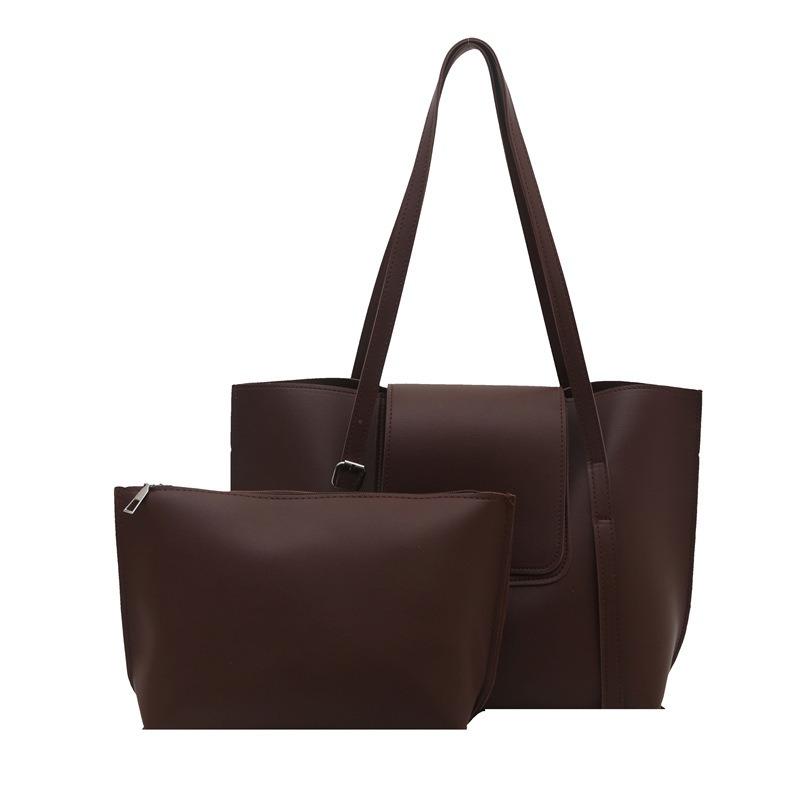 

Летний тренд сумка большой вместимости женская модная ретро сумка-тоут для поездок на работу простая наплечная сумка темно-коричневого