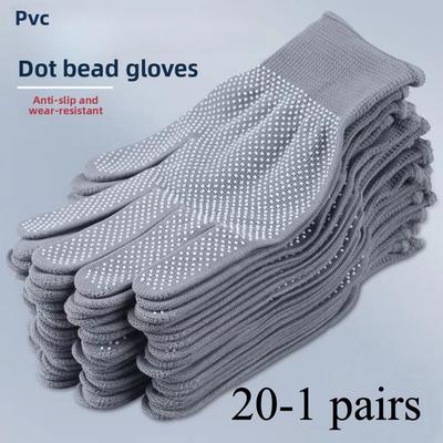 Guantes de Nailon con Puntos Guantes de Protección Laboral, Guantes Antideslizantes de Nailon, Conducción de Conductor, Jardinería, Guantes de Plástico con Puntos Adhesivos