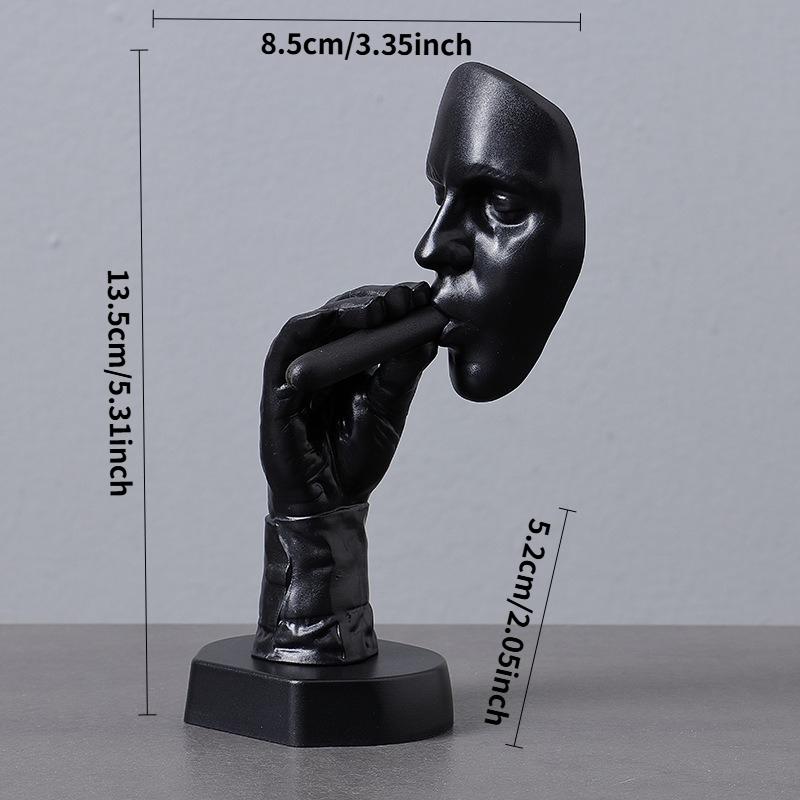 13.5cm Mini Smoking Man Statue Plastic Sculpture For Gentleman's Den Retro Bar Decor Abstract Silence is Golden Ornament Gift
