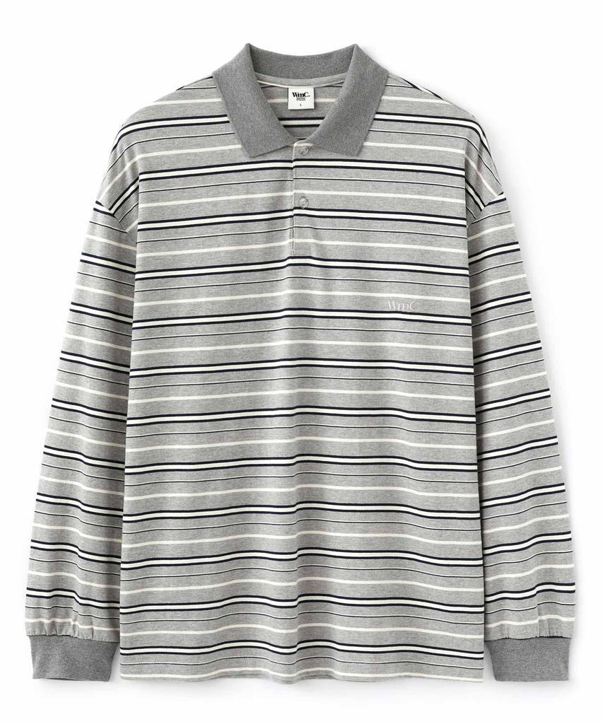 WMC Striped Collared Rugby Tee_Grey