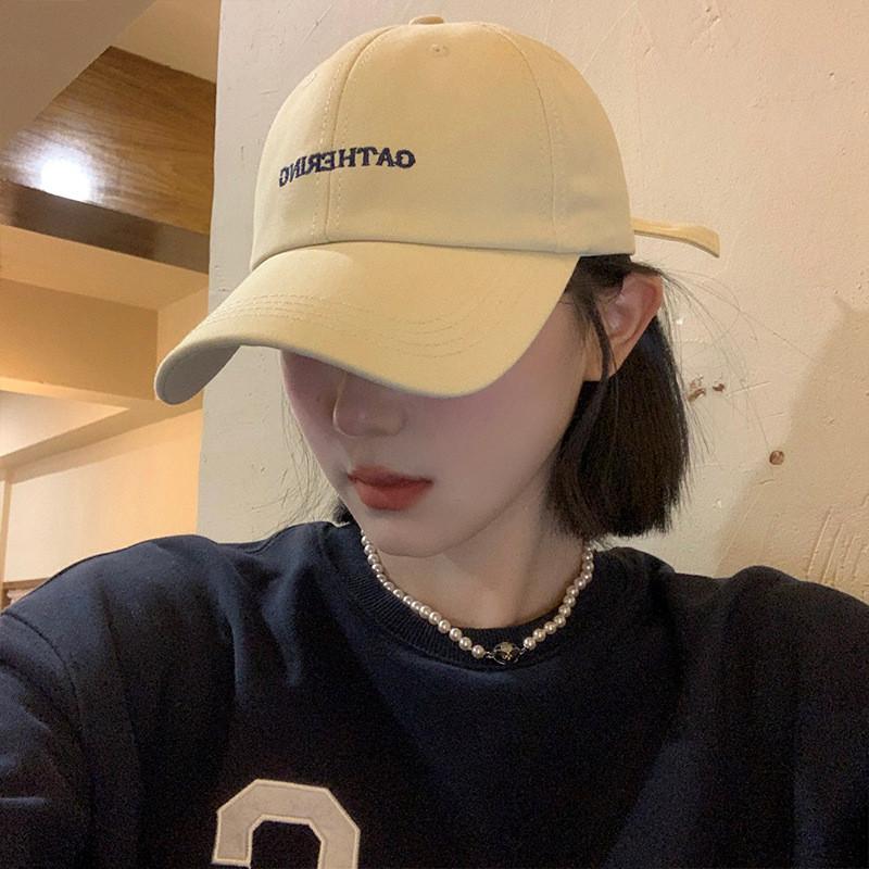 Embroidered Letter Gathering  Baseball Cap Adjustable Unisex Hat For Adults