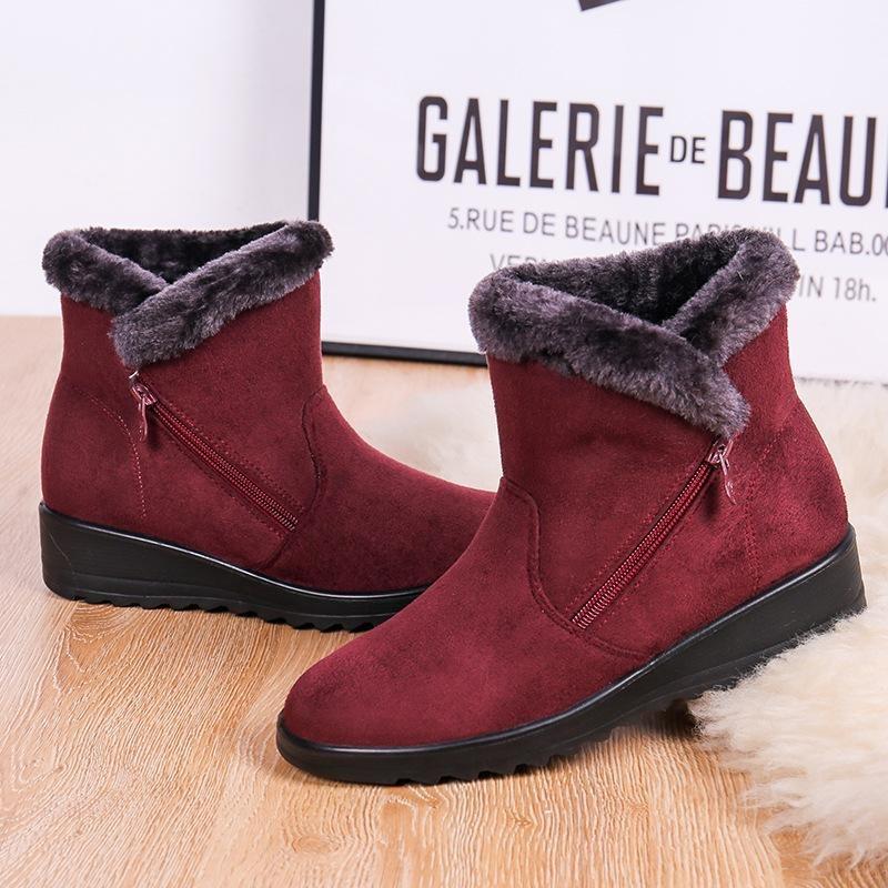 Women's Winter Warm Snow Boots Side Zipper Low Heel Casual Ankle Booties