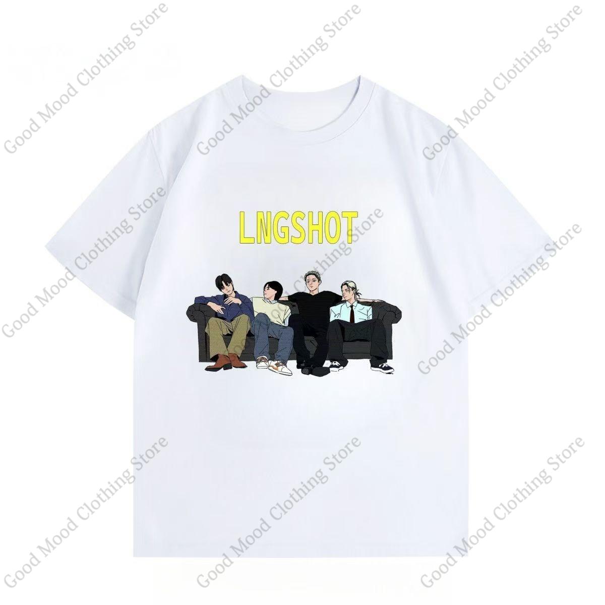 

LNGSHOT Мультяшный Принт Футболка OHYUAL WOOJIN RYUL Louis Kpop Футболка Унисекс Женская Хлопок Высокого Качества Летняя Футболка с Коротким Рукавом S