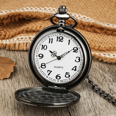 Exquisite Taschenuhr "Trauzeuge für einen Tag" mit schwarzem Quarzwerk für Herren, Souvenir-Uhr mit 80 cm langer Halskette, Trauzeuge Geschenk
