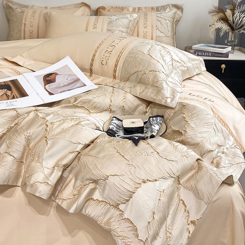 Light Luxury 100% Pure Cotton Four-piece Set Embroidery Quilt Cover Sheet Pillowcases Home Textile Bedding Set 1.8m 2m Bed