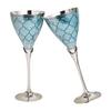 Blue Wine Glasses, Metal Brass Goblet, Champagne Flutes, Diwali, Wedding Gift for Couple Marriage, Corporate Clients - Set of 2, 200 ML