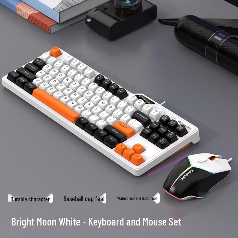 Premium Mechanical-Feel Wired Keyboard & Mouse Set - Silent Gift for Girls