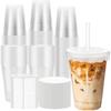 100 Pack 16 Oz Plastic Cups, Disposable Iced Coffee Cups with Lids and Straws, Smoothies Milkshakes Juice, Sturdy Crystal Clear, Home Office Party