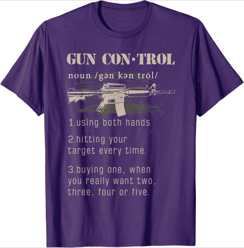 2nd Amendment Funny Gun Control Definition design100 cotton summer casual Oneck short sleeve printed mens Tshirt