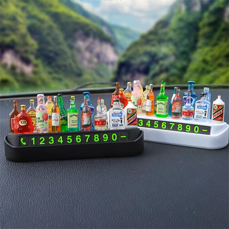 Car Temporary Parking Plate With 15 Random Wine Bottles DIY Car Moving Phone Number Plate Creative Moving Parking Number License