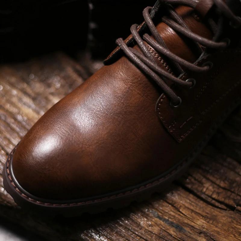 Handmade Men Ankle Boots Luxury Retro Men's Motorcycle Boots for Men High Quality Outdoor Work Shoes British Style Men Boots