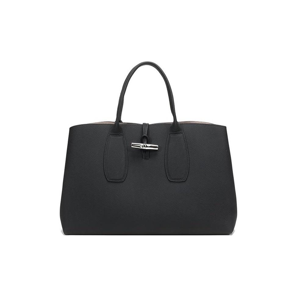 

Longchamp Le Roseau Logo Leather Tote Bag 40 Women Tote Bags Black 10059HPN001 Basic Set (Bag+Dust Bag)
