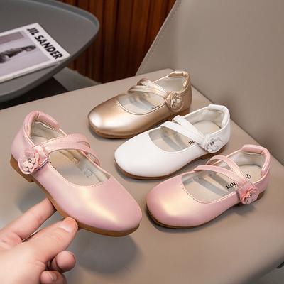 Spring Summer Princess Girls Shoes Kids Leather Shoes for Medium Big Girl Children Casual Flats Floral Flowers Shoes for Wedding Birthday Show