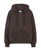 Moo Peach Skin Balloon Over Zip-Up Hoodie - Chocolate Brown