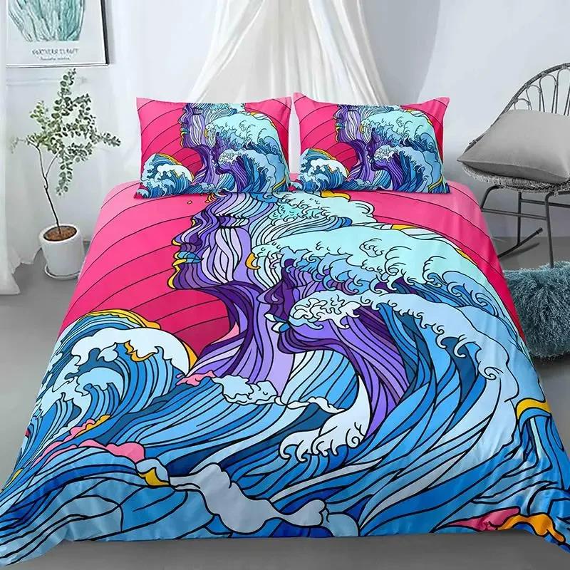 Ocean Wave Duvet Cover Set Beach With Foamy Waves Twin Bedding Set Polyester Sea Shore Holiday Theme Queen King Size Quilt Cover