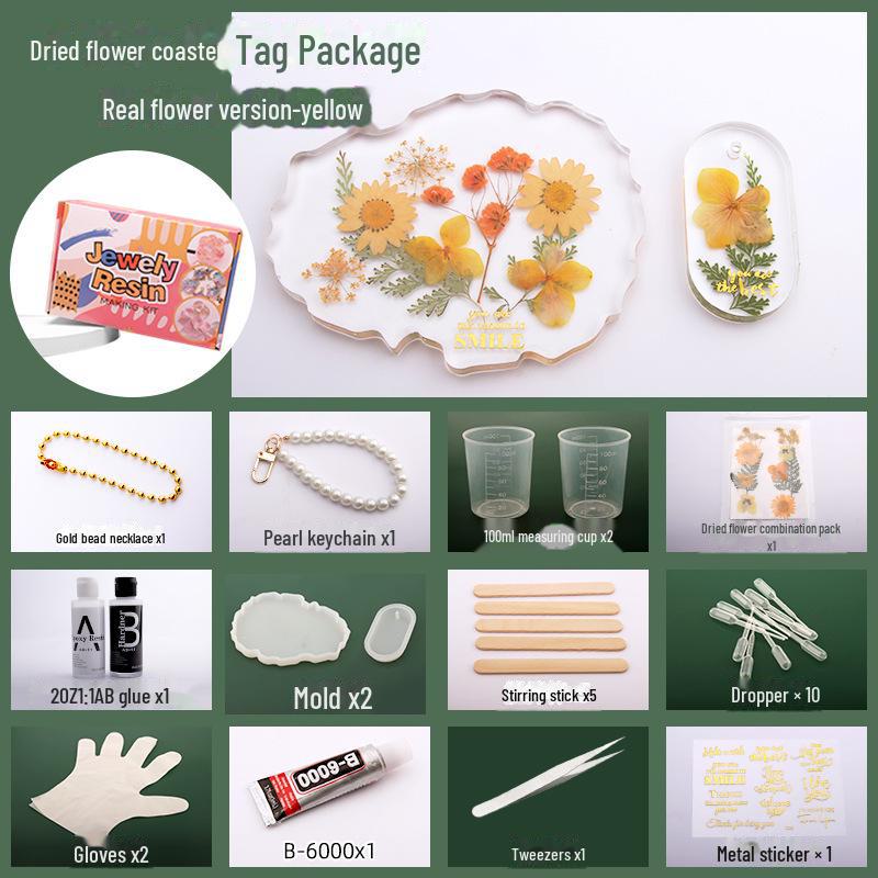 DIY Dried Flower Coaster Kit: Embossed Glue Gift Set for Teacher's Day