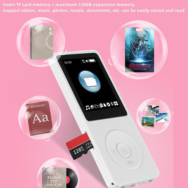 Bluetooth MP4 Music Player Compact Walkman Support TF Card Insertion for Daily English Listening Reading Entertainment