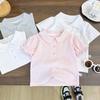 Children's Summer Polo Shirt: Unisex Short-Sleeve T-Shirt with Lapel and Lace for Boys and Girls