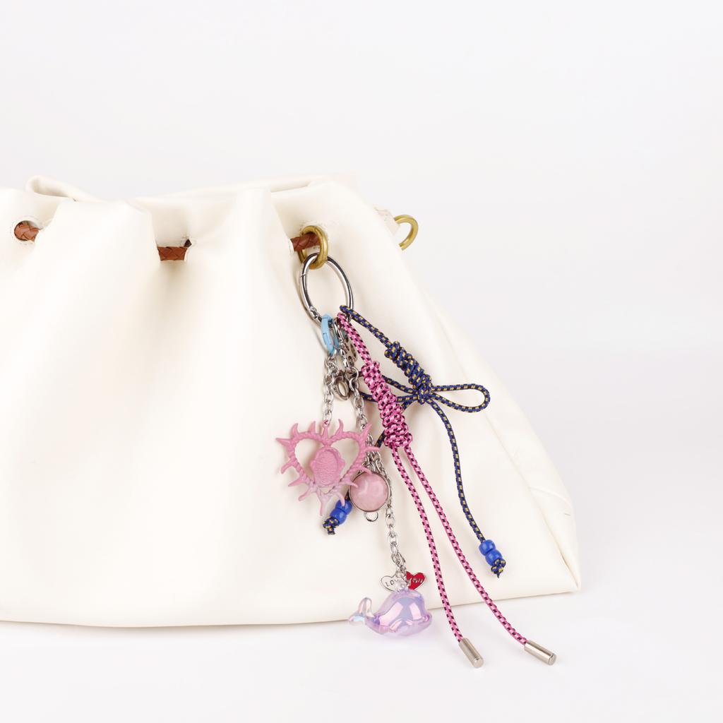 Ins wind ocean series bag pendant colored starfish whale shell woven rope pendant exquisite cute keychain