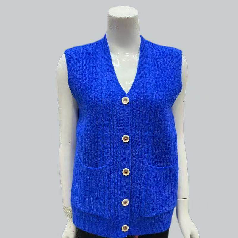 Gilet in Maglia con Scollo a V per Primavera e Autunno da Donna Top in Maglia Senza Maniche Monocolore Vest Cardigan in Maglia Slim-Fit