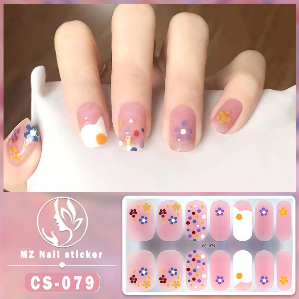 New type of bake-free gel nail polish film, full sticker, plaid spring and summer flower nail art film, nail film, waterproof paper patch