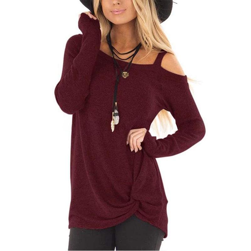 Elegant Women Off One Shoulder Long Sleeve T Shirt Stylish Casual Blouse Tunic Top