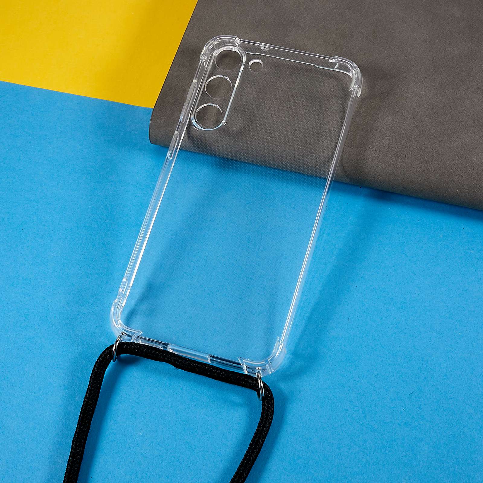 

For Samsung Galaxy S23+ Transparent Anti-drop Soft TPU Case Four Corner Anti-Drop Phone Back Cover with Lanyard A