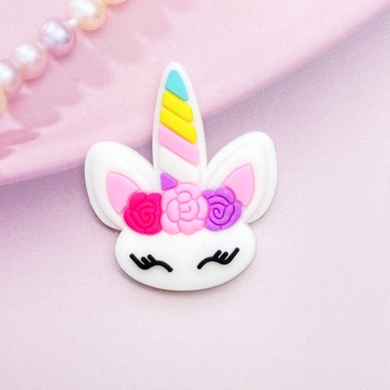 12pcs Cute Mini Unicorn head PVC flexible glue Flat back DIY Scrapbook Embellishment Phone Craft Decoration E98