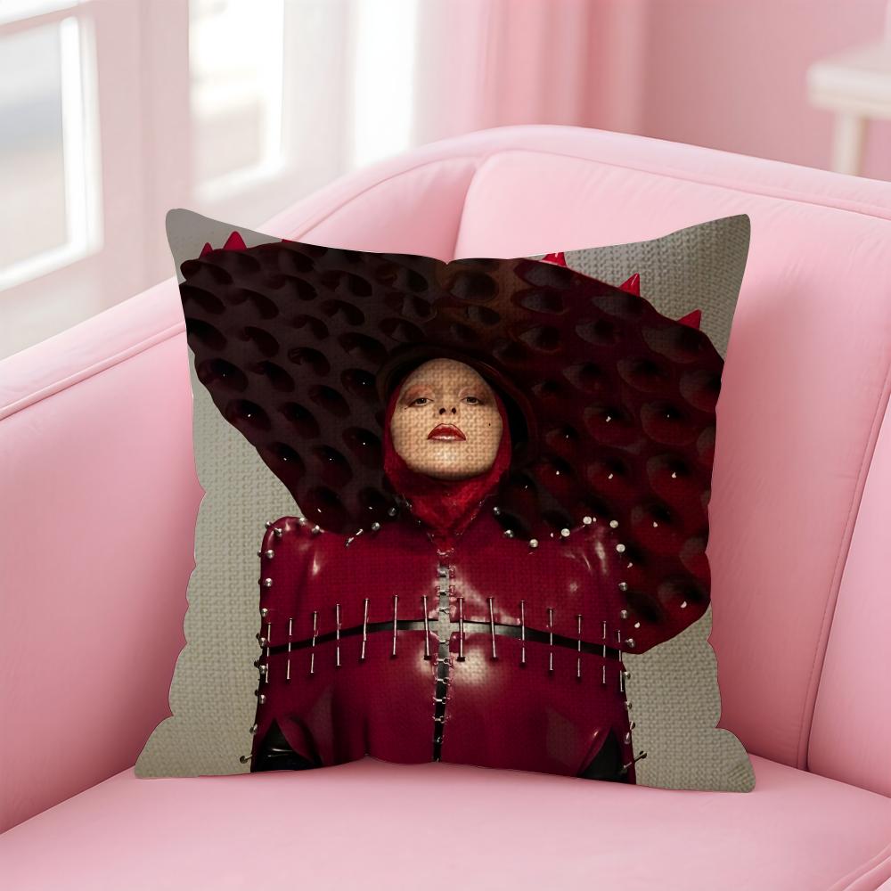 Singer LLady GGaga Cushion Cover Natural Linen Pillow Case DoubleSided Print Decorative Sofa Pillowcase Home Decor Gift