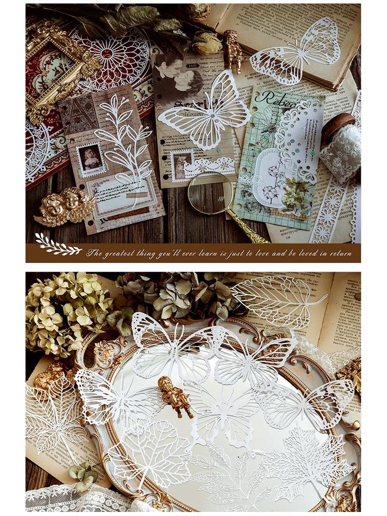 8 Styles Momo Hollow Lace Paper - Alice's Tea Party Scrapbook Diary Decorative Base Paper
